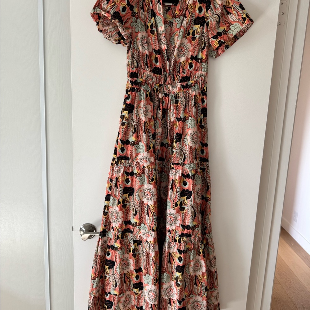 Anthropologie Floral Maxi Dress - Pink and Black